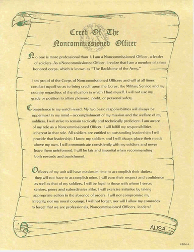 NCO Creed scroll