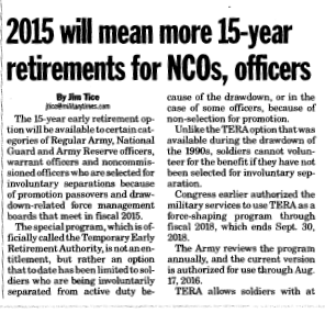 2015 Will Mean More 15-year Retirements for NCOs, Officers part