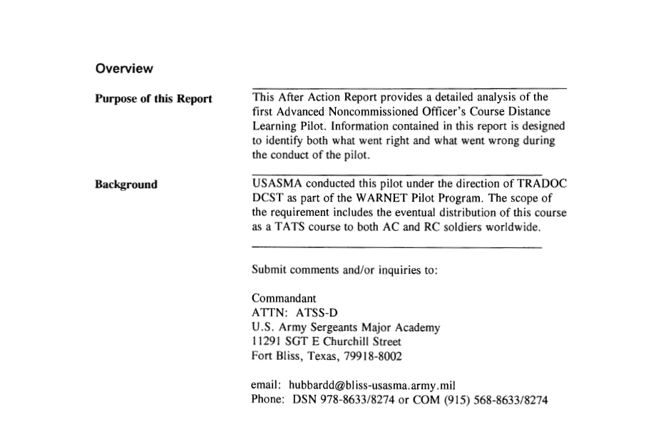 Overview Screenshot of After Action Report