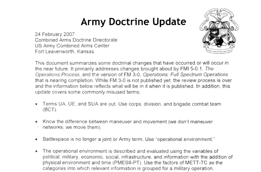 Army Doctrine Update half page