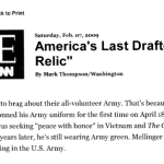 America's Last Draftee: "I'm a Relic" first paragraph