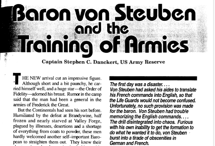 Baron von Steuben and the Training of Armies opening