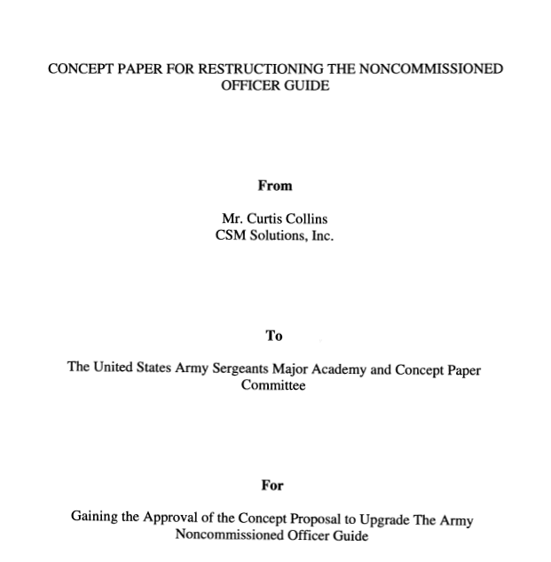 Concept Paper for Restructuring the Noncommissioned Officer Guide Cover