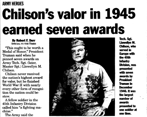 Chilson's Valor in 1945 Earned Seven Awards scren shot