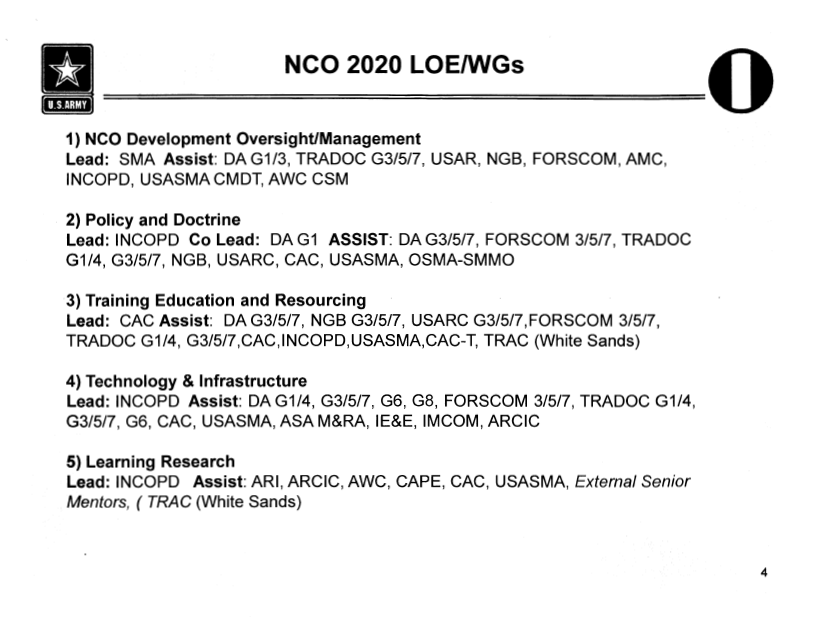 NCO 2020 LOE/WGs first slide