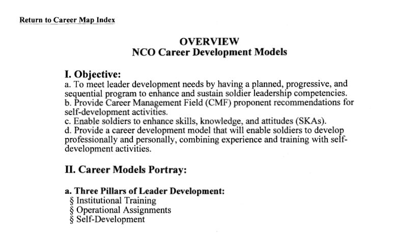 NCO Career Development Models screen shot