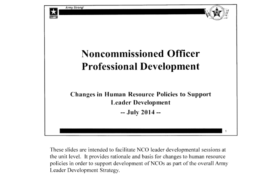 Noncomissioned Officer Professional Development - NCO Historical Society