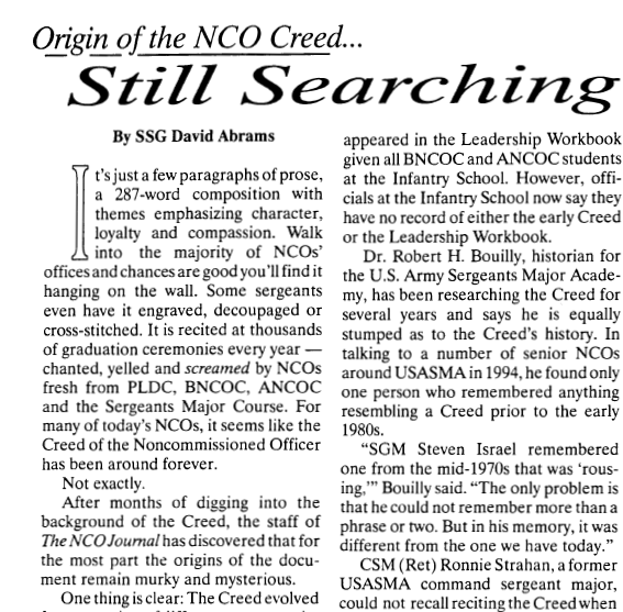 Origin of the NCO Creed screen shot