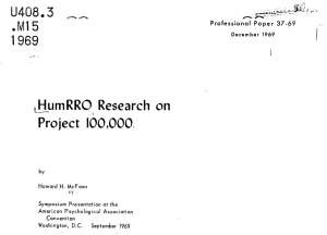 Progress Report on HumRRO Research on Project 100,000 Pt. 2 cover