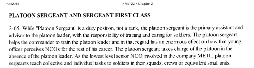 Platoon Sergeant and Sergeant First Class first point