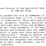 Short History of the Specialist Rank first paragraph