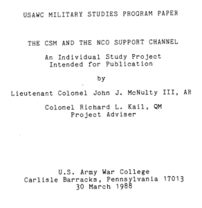 The CSM and the NCO Support Channel cover