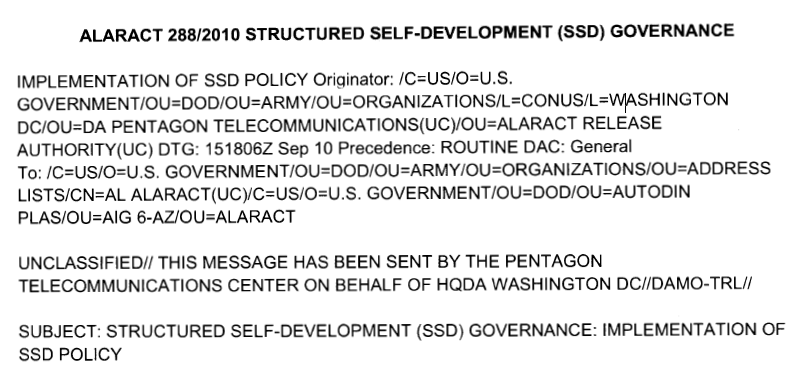 Alaract 288/2010 Structured Self-Development (SSD) Governance intro