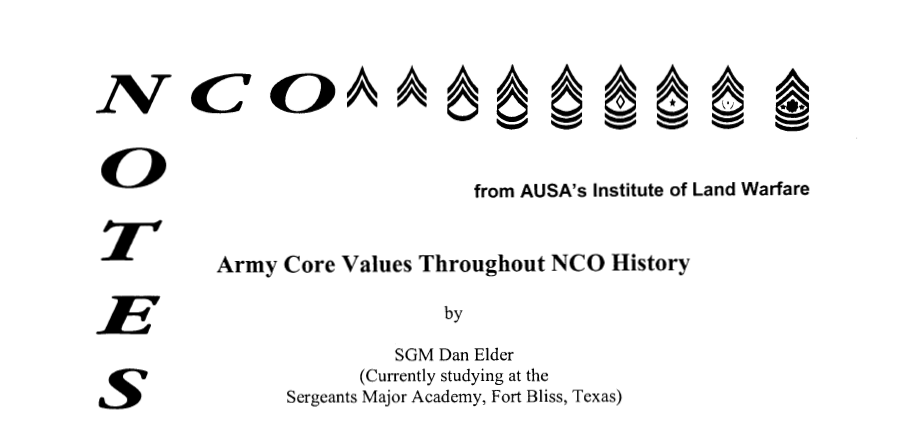 Army Core Values Throughout NCO History - NCO Historical Society