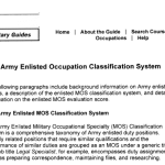 Army Enlisted Occupation Classification System intro