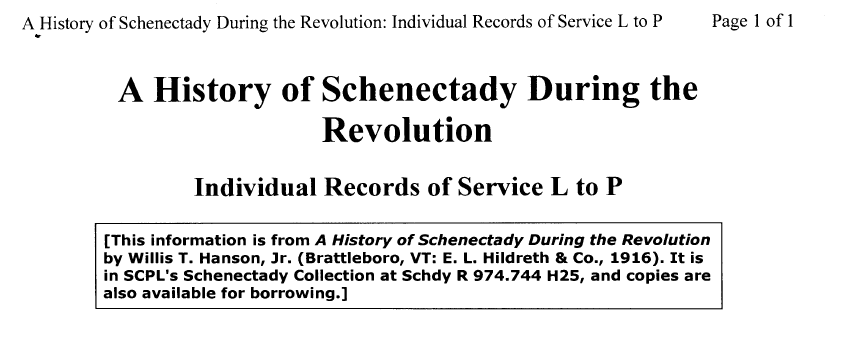 A History of Schenectady During the Revolution cover