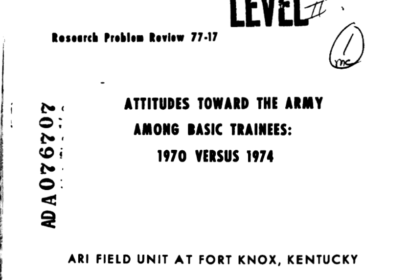 Attitudes Toward the Army Among Basic Trainees: 1970 Versus 1974 cover