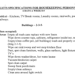 Billets Specifications for Housekeeping Personnel daily section