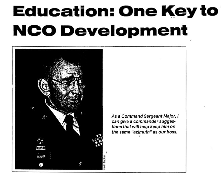 Education: One Key to NCO Development title and photo