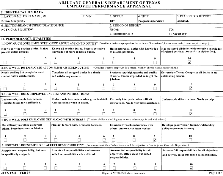 Employee Performance Appraisal first page