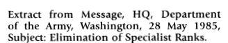 Elimination of Specialist Ranks title