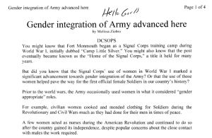 Gender Integration of Army Advanced Here half page