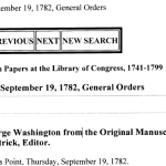 George Washington, September 19, 1782, General Orders title