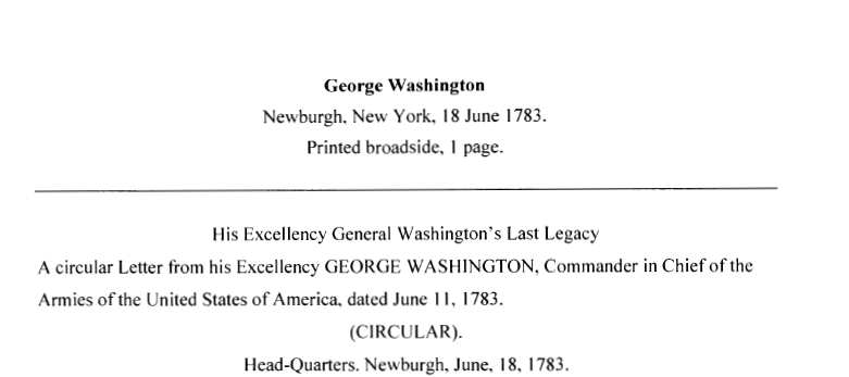 His Excellency General Washington's Last Legacy title