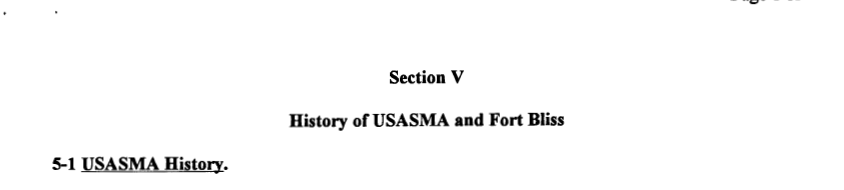 History of USASMA and Fort Bliss title