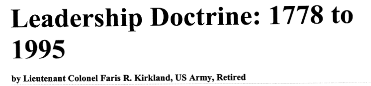 Leadership Doctrine: 1778 to 1995 title