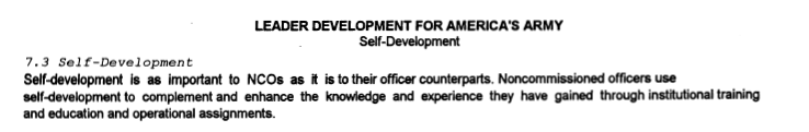 Leader Development for America's Army Self-Development intro