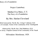 Mother Eva Mary, C.T. The Story of a Foundation title