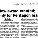 New Award Created; Only for Pentagon Brass half