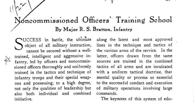 Noncommissioned Officers Training School first paragraph