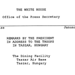 Remarks by the President in Address to the Troops in Taszar, Hungary header