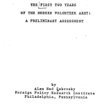 The First Two Years of the Modern Volunteer Army: A Preliminary Assessment title