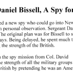 Windsor's Sergeant Daniel Bissell, A Spy for Washington first two paragraphs and map