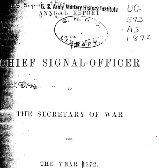 Annual Report of the Chief Signal Officer cover