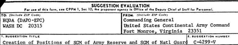 Creation of Positions of SGM of Army Reserve and SGM of Natl Guard header