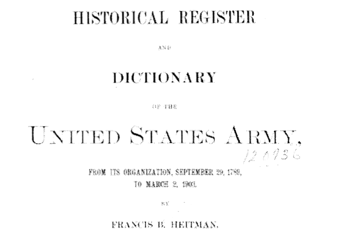 Historical Register and Dictionary of the United States Army cover