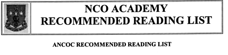 NCO Academy Recommended Reading List title