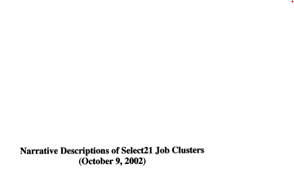 Narrative Descriptions of Select21 Job Clusters title