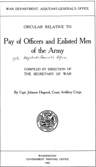 Pay of Officers and Enlisted Men of the Army cover