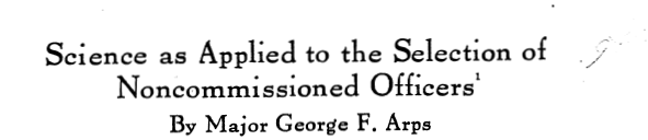 Science as Applied to the Selection of Noncommissioned Officers title