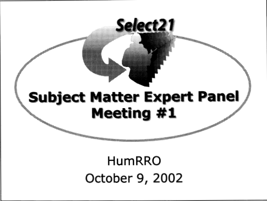 Subject Matter Expert Panel Meeting #1 first slide