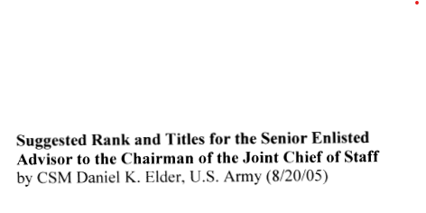 Suggested Rank and Titles for the Senior Enlisted Advisor to the Chairman of the Joint Chief of Staff title