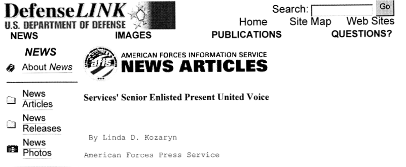 Services' Senior Enlisted Present United Voice header