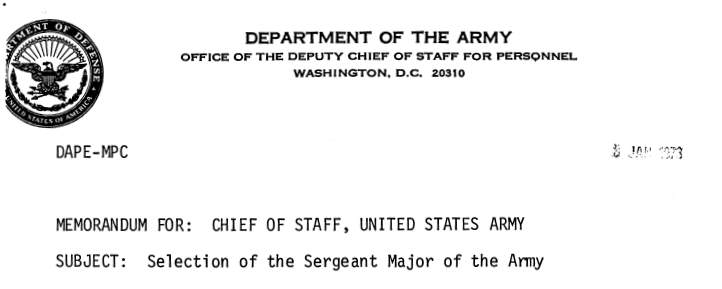 Selection of the Sergeant Major of the Army title