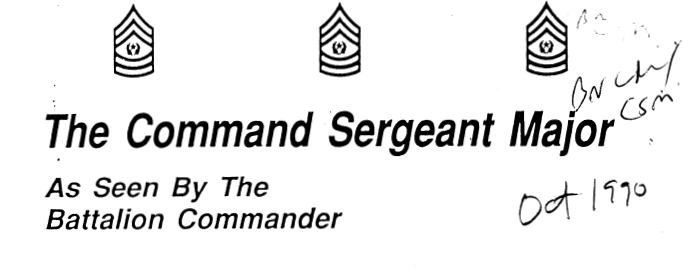 The Command Sergeant Major as Seen by the Battalion Commander title