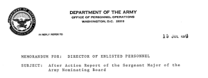 After Action Report of the Sergeant Major of the Army Nominating Board title